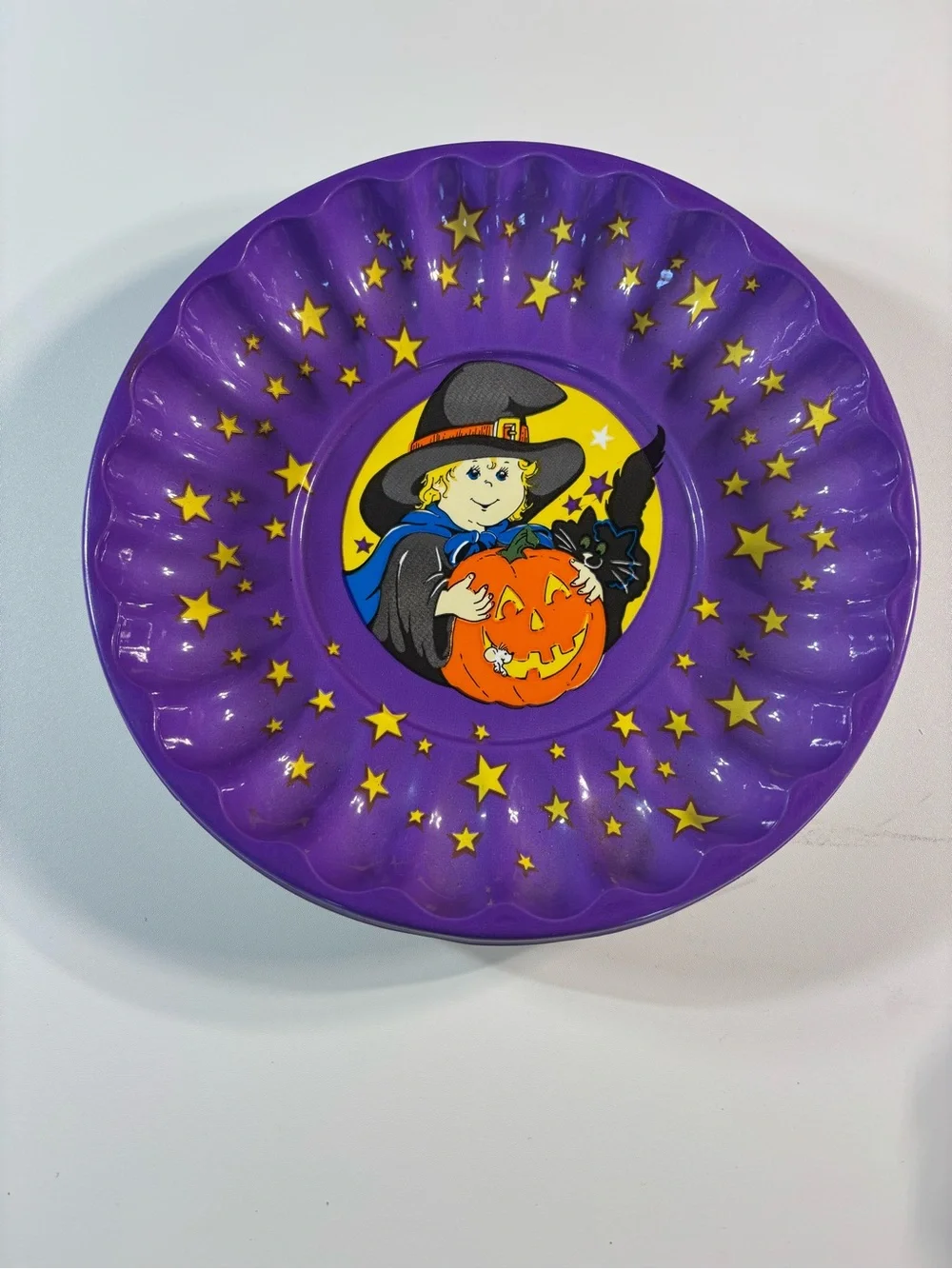 VTG LOT 1995 Halloween Purple Plastic Candy Bowls Pumpkin Haunted House Ghosts
